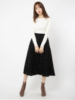 ハートプリントロングスカート/ブラック