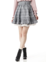 ハートボタンボリュームフレアスカート/ブルー