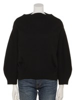 ハーフミラノ裾タックボリューム袖プルオーバー/ブラック