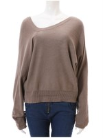 ハイゲージイレギュラーネックドルマンニット/モカ