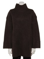 ハイネックリブロングプルオーバー/ブラウン