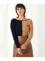 バイカラースクエアネックプルオーバ/ネイビー(018)