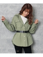 バックプリントツイルシャツトップス/カーキ(014)