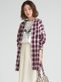 バックボタンチェックチュニックシャツ/レッド系その他