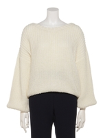 バックリボンフワフワニット/オフホワイト