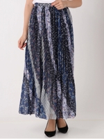 パッチワークフラワープリーツスカート/BLU