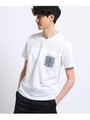 パネルチェックポケット Tシャツ/ホワイト(001)
