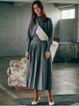 ピンタックフォルムニットワンピース/GRY