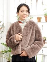 ファーショートコート/モカ