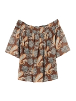 フレアシャーリングオフショルトップ/BROWN