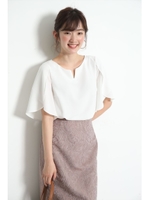 フレアスリーブブラウス/白