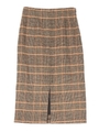 フロントスリットタイトスカート/チェック/ブラウン
