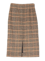 フロントスリットタイトスカート/チェック/ブラウン