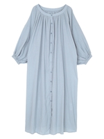 フロント釦バックレースアップワンピース/ブルーグレー