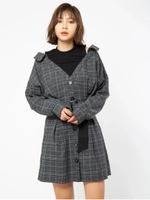 プチハイブロッキングシャツワンピース/ブラック