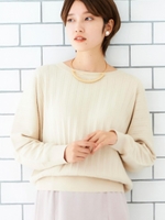 プリーツアミドルマンスリーブニット/ベージュ