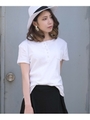 ヘンリーネックポケット付き天竺Tシャツ/ホワイト