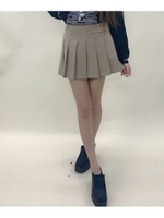 ベルトデザインプリーツミニSK/ベージュ