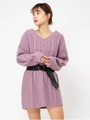 ベルト付きケーブルチュニック/ラベンダー