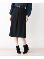 ベルト付きフロントタックスカート/ブラック(019)