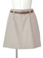 ベルト付き台形スカート/ベージュ