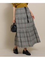 ボイルローンティアードロングスカート/ブラック(219)