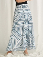 マルチカラーストライプ フレアースカート/グリーン系その他