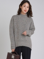 マルチカラーブークレーボトルネックプルオーバー/ライトグレー