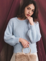 ミックスニットプルオーバー/サックス