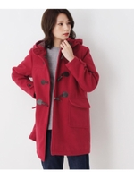 ミディ丈フーデッドダッフルコート/ワインレッド(063)
