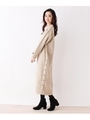 メルトンジャージサイドスリットロングワンピース/ベージュ(052)