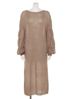 モヘア混ロングワンピース/モカ