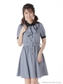 ラッフルシャツワンピース/グレー