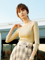 ランダムリブオフショルニット/YEL