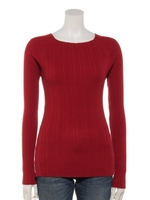 ランダムリブ編みスクエアプルオーバー（静電気防止）/レッド