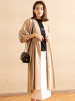 リップストップ袖リブコート/ベージュ