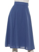 リネンライクコットン無地／ストライプスカート/ブルー