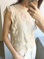 レースノースリーブブラウス/ベージュ