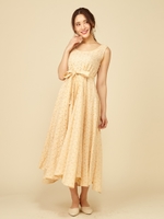 レース刺繍ボタニカルワンピース/ベージュ