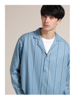 レジメンストライプオープンカラーシャツ/ライトブルー(391)