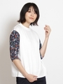 レトロフラワープリント×ハイゲージスムースＴシャツ/ホワイト