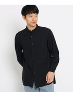 ロングシャツ(バンドカラー)/ブラック(019)