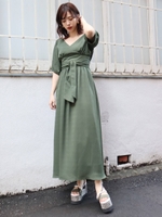 ワイドベルトカシュクールワンピース/KHK