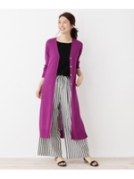 ワイドリブ　ロングカーディガン/パープル(083)