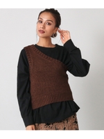 ワンショルダーケーブルニットトップス/ブラウン(015)