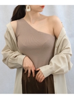 ワンショルダーニットタンク/モカベージュ