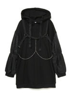 異素材ハーネスフーディーワンピース/ブラック