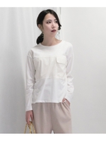 異素材切り替えポケットミリタリーTシャツ/ホワイト