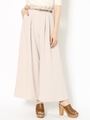 細ベルト付ハイウエストタックパンツ/ベージュ