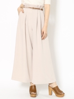 細ベルト付ハイウエストタックパンツ/ベージュ